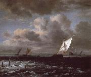 Jacob van Ruisdael Sailing vessels in a Fresh Breeze oil painting artist